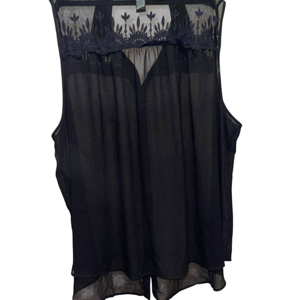 Torrid Black Sheer Top with Lace Accents